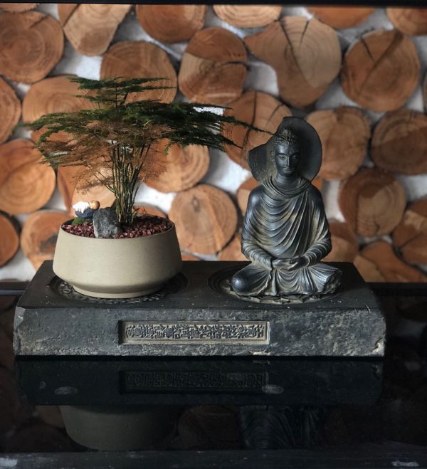 Zen sculptures in wabi-sabi style